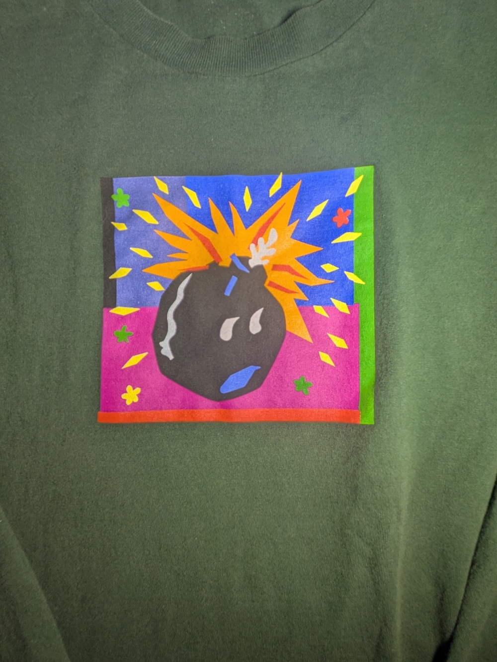 The Hundreds Green Tee with Colorful Exploding Bomb Graphic